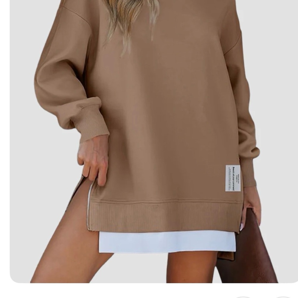 Viral Brown Oversized Sweatshirt Dress